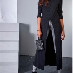 Milan Kiss Anthracite Split-Front Longline Tunic